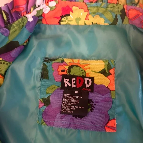 REDD Jeans Vintage Floral Sequin Cropped Jacket Ruffle Trim Festival Retro SZ 10 - Picture 7 of 9